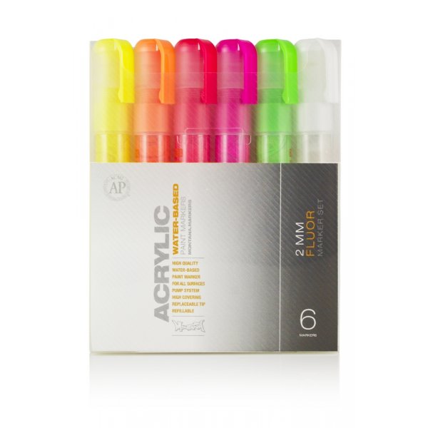 Montana Acryl-Marker-Set - 2 mm, 6 Stifte - Fluor