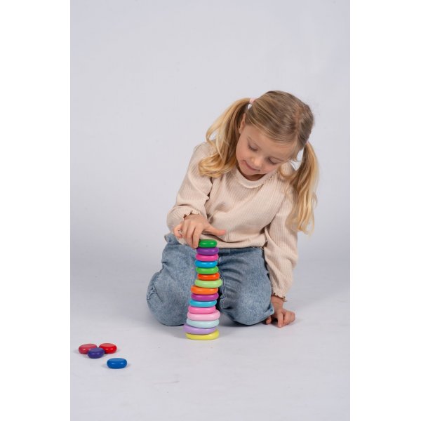 Runde bunte Holzsteine 20 Stk Runde bunte Holzsteine 20 Stk