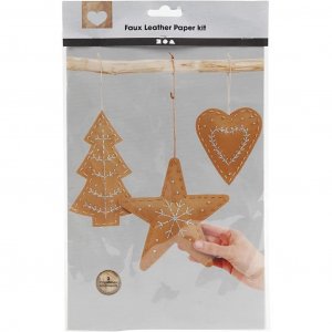 DIY Kit - Weihnachtsfiguren aus Lederpapier - Beige DIY Kit - Weihnachtsfiguren aus Lederpapier - Beige