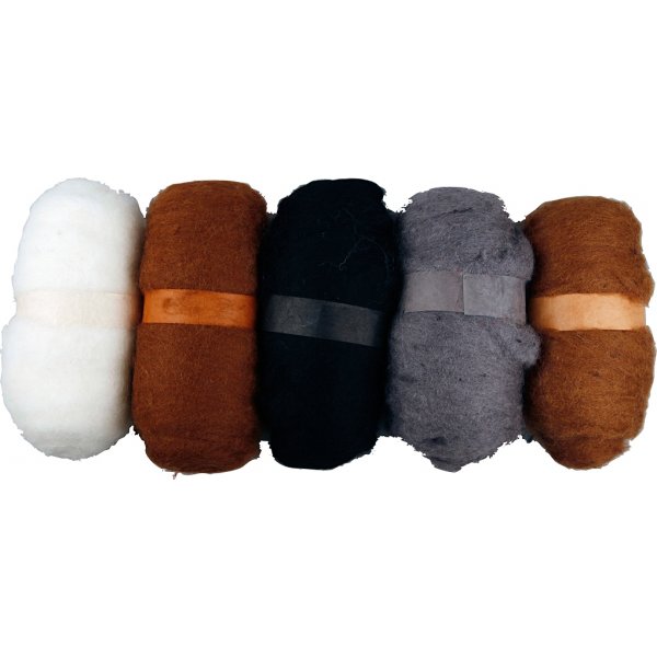 Kardierte Wolle - natur - 5 x 100 g Kardierte Wolle - natur - 5 x 100 g