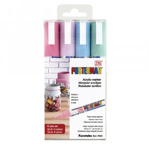 Filzstift ZIG Posterman PMA-30 2mm 4 St�ck Pastell