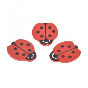 Dekorholz 25 mm - rot / schwarz 24 Stk. Marienkäfer Dekorholz 25 mm - rot / schwarz 24 Stk. Marienkäfer