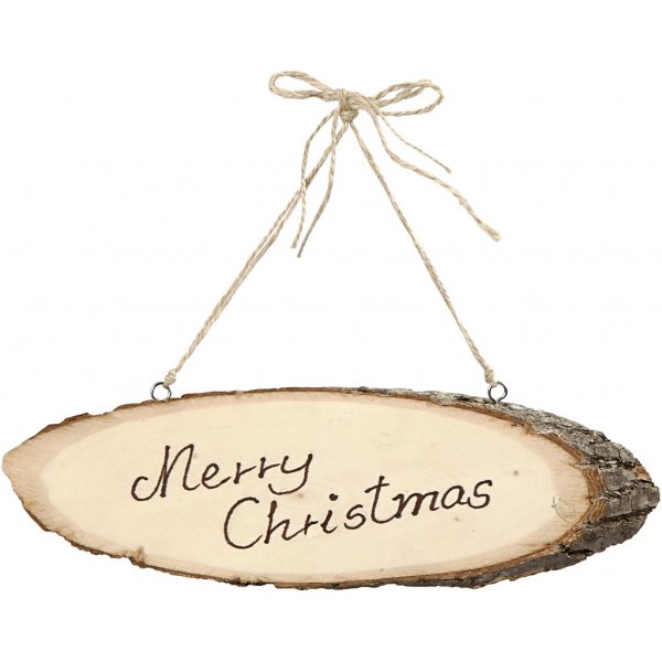 Türschild - schräg geschnittene Holzplatte mit Rindenkante Türschild - schräg geschnittene Holzplatte mit Rindenkante