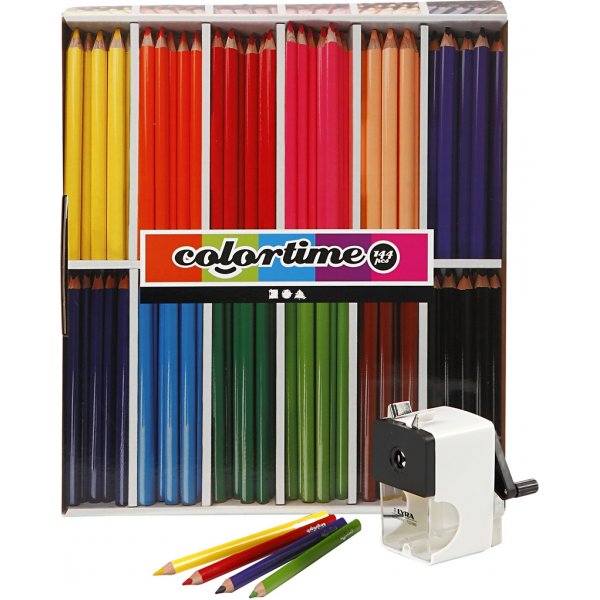 Colortime Buntstifte + Bleistiftspitzer - gemischte Farben 12 x 12 Stk Colortime Buntstifte + Bleistiftspitzer - gemischte Farben 12 x 12 Stk
