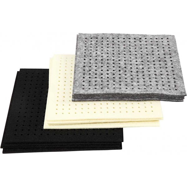 Filz mit Löchern - Schwarz - Grau - Cremeweiß - 3 x 4 Blatt Filz mit Löchern - Schwarz - Grau - Cremeweiß - 3 x 4 Blatt