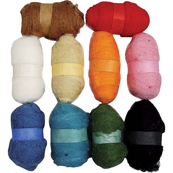 Kardierte Wolle - gemischte Farben - 10 x 25 g