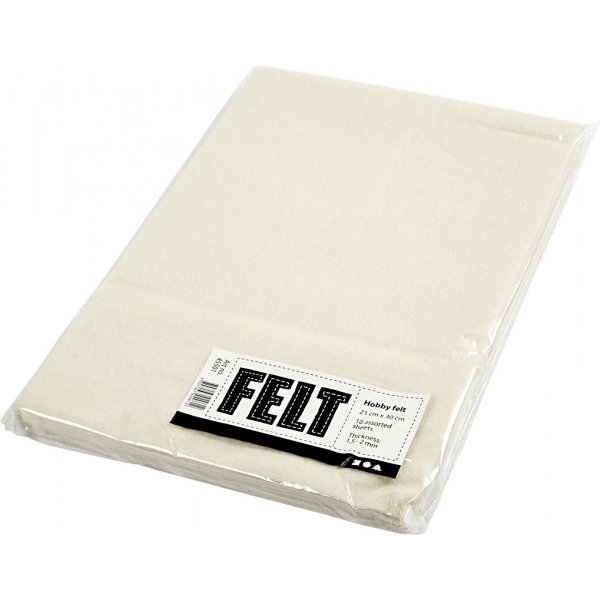 Hobbyfilz - gebrochenes Weiß - A4 - 10 Blatt Hobbyfilz - gebrochenes Weiß - A4 - 10 Blatt