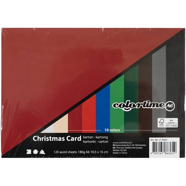 Weihnachtskarton - gemischte Farben - A6 - 120 Blatt Weihnachtskarton - gemischte Farben - A6 - 120 Blatt