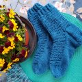 Kundenbild Wachstuch Blumen & Vogel - Blau