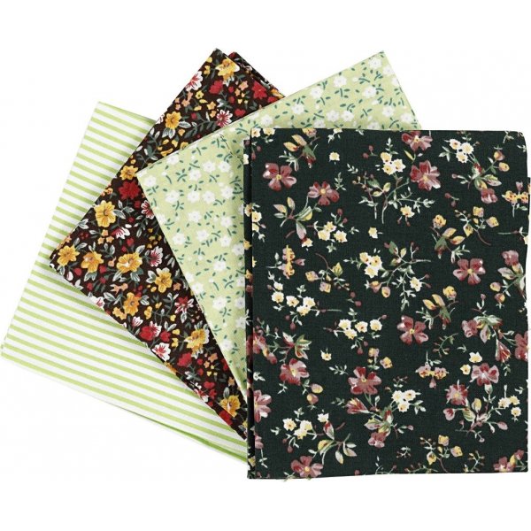 Patchworkstoff - grn - 4 Stk