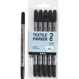 Textilmarker - schwarz - 6 Stk Textilmarker - schwarz - 6 Stk