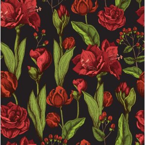 Gemusterter Jersey Amaryllis - Schwarz Gemusterter Jersey Amaryllis - Schwarz