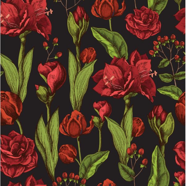 Gemusterter Jersey Amaryllis - Schwarz Gemusterter Jersey Amaryllis - Schwarz