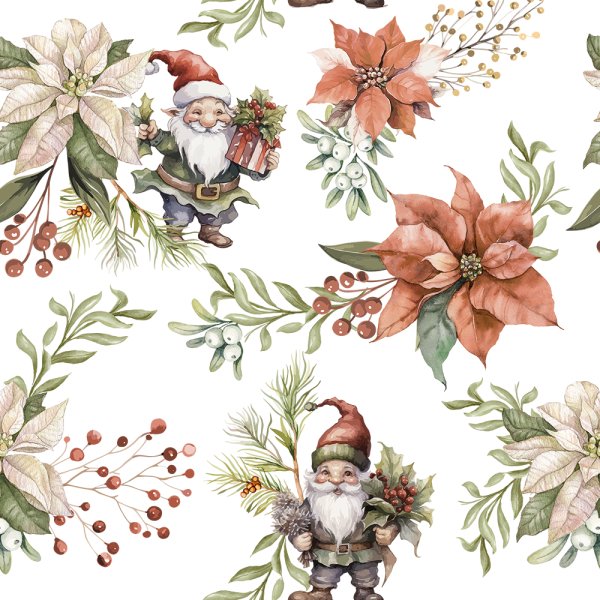 Gemusterter Jersey mit Weihnachtsmännern und Weihnachtssternen - Weiß Gemusterter Jersey mit Weihnachtsmännern und Weihnachtssternen - Weiß