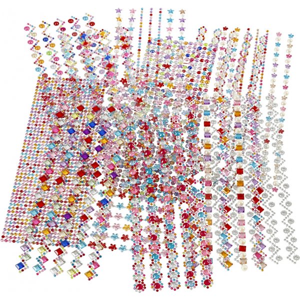 Strasssteine - Ø2-10 mm - 27 x 9 cm, 12 Blatt, Inhalt kann variieren Strasssteine - Ø2-10 mm - 27 x 9 cm, 12 Blatt, Inhalt kann variieren