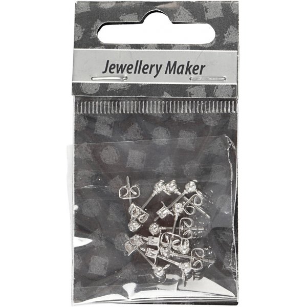 Ohrstecker mit Öse und Kugel - versilbert - 10 Stk Ohrstecker mit Öse und Kugel - versilbert - 10 Stk