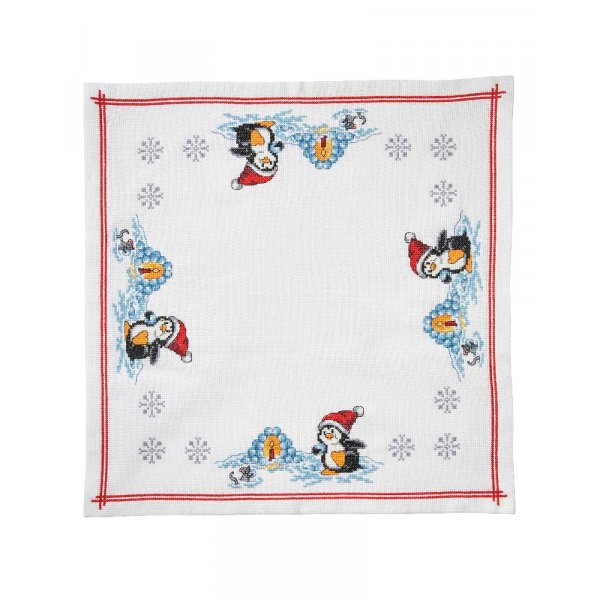 Stickset Canvas - Pinguin mit Weihnachtsmtze